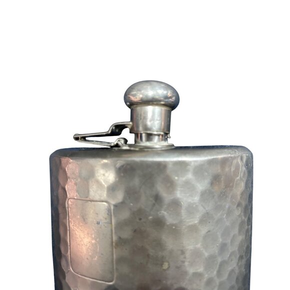Flask Hammered Chromed Brass Circa Pre WW2 Twist Top Vintage German Co Marked - Picture 3 of 6